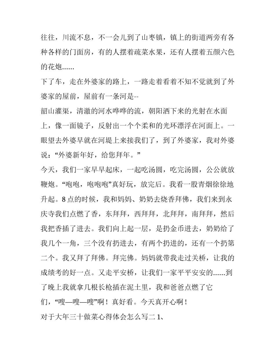 大年三十做菜心得体会怎么写 大年三十学做菜作文(5篇)_第3页