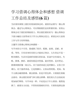 学习借调心得体会和感想 借调工作总结及感悟(6篇)