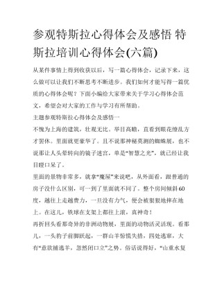 参观特斯拉心得体会及感悟 特斯拉培训心得体会(六篇)