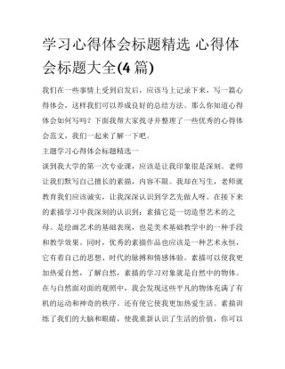 学习心得体会标题精选 心得体会标题大全(4篇)