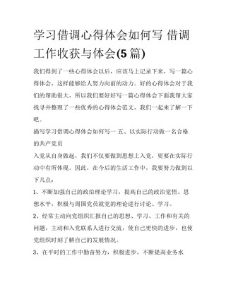 学习借调心得体会如何写 借调工作收获与体会(5篇)