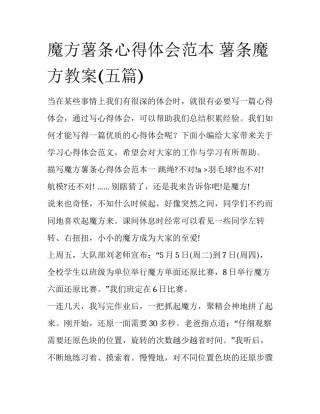 魔方薯条心得体会范本 薯条魔方教案(五篇)