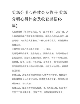 奖惩分明心得体会及收获 奖惩分明心得体会及收获感悟(6篇)