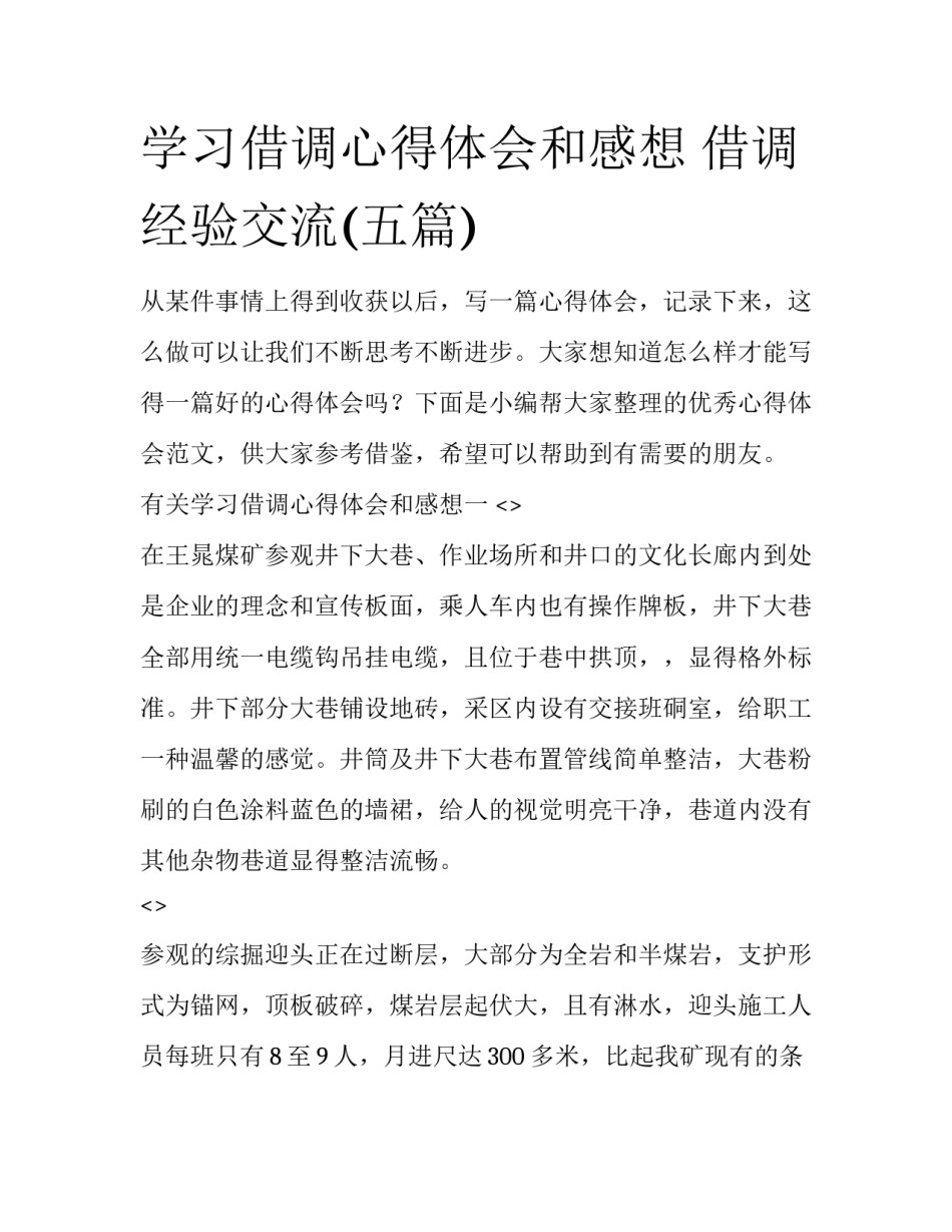 学习借调心得体会和感想 借调经验交流(五篇)_第1页