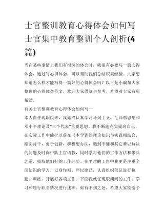 士官整训教育心得体会如何写 士官集中教育整训个人剖析(4篇)