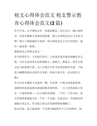 枪支心得体会范文 枪支警示教育心得体会范文(2篇)