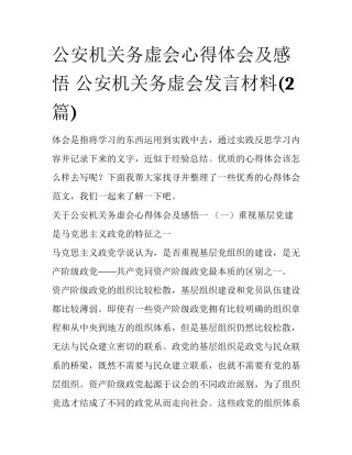 公安机关务虚会心得体会及感悟 公安机关务虚会发言材料(2篇)