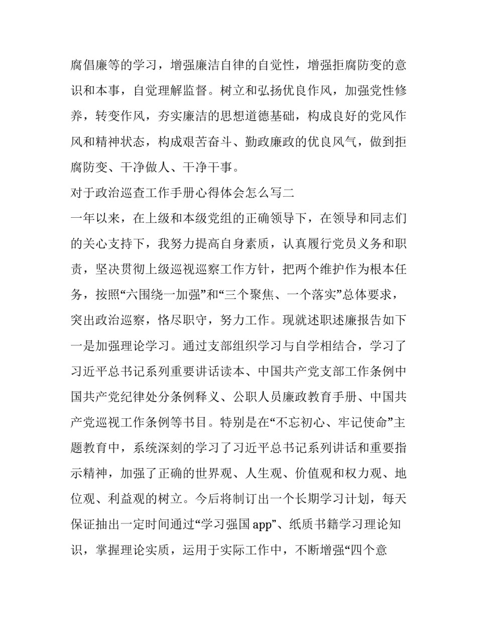 政治巡查工作手册心得体会怎么写 政治巡查工作手册心得体会怎么写范文(5篇)_第3页