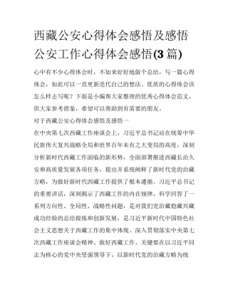 西藏公安心得体会感悟及感悟 公安工作心得体会感悟(3篇)