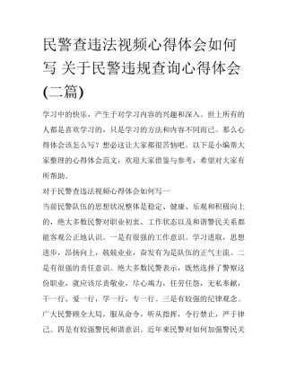 民警查违法视频心得体会如何写 关于民警违规查询心得体会(二篇)
