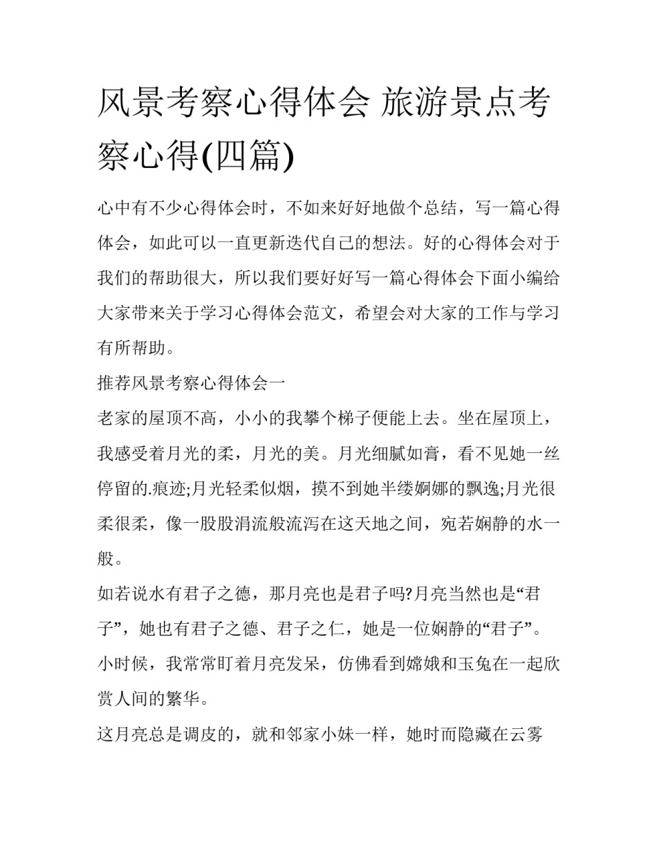 风景考察心得体会 旅游景点考察心得(四篇)_第1页