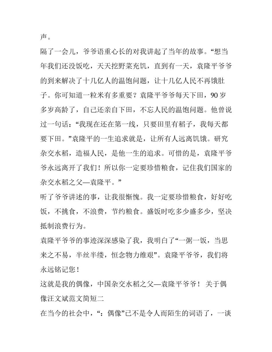 偶像汪文斌范文简短 我心中的偶像汪文斌作文(七篇)_第2页