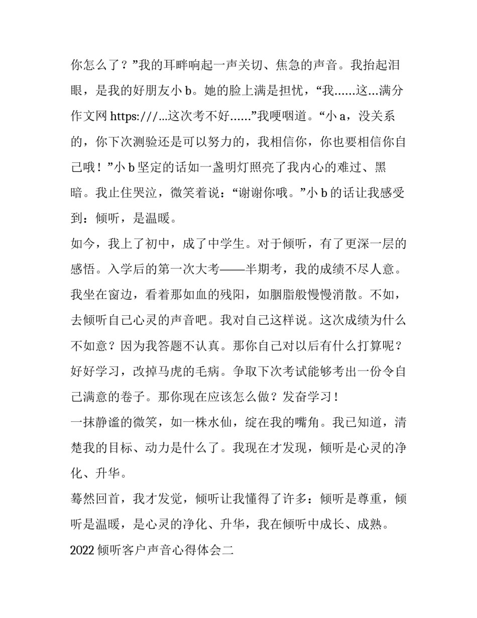 倾听客户声音心得体会 倾听客户声音心得体会作文(3篇)_第2页