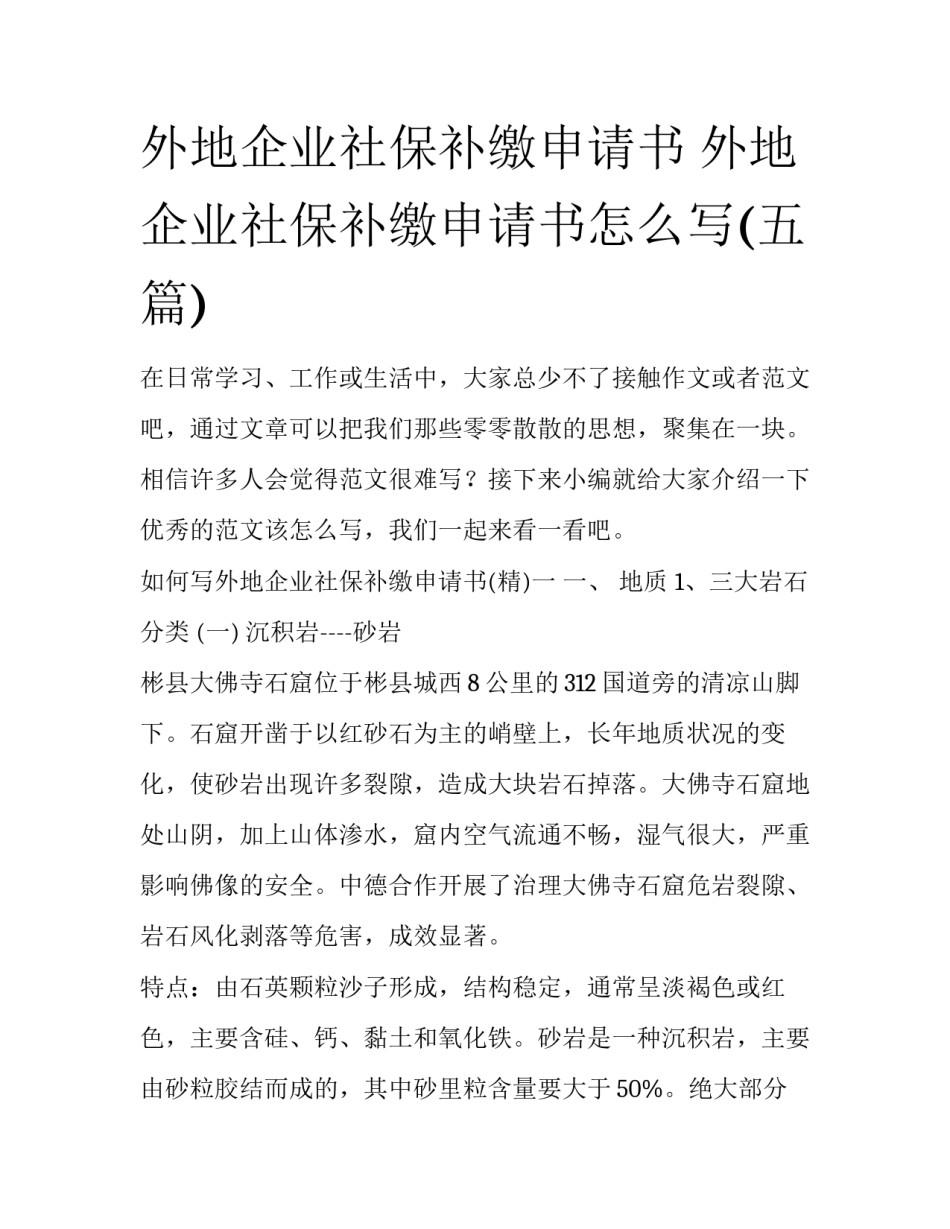 外地企业社保补缴申请书 外地企业社保补缴申请书怎么写(五篇)_第1页