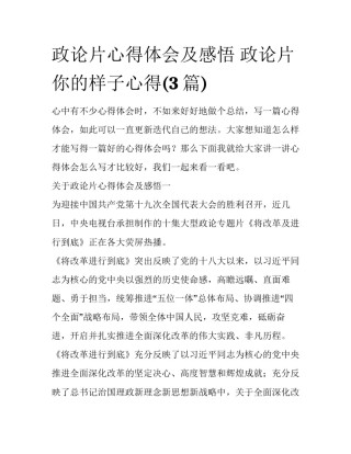 政论片心得体会及感悟 政论片你的样子心得(3篇)