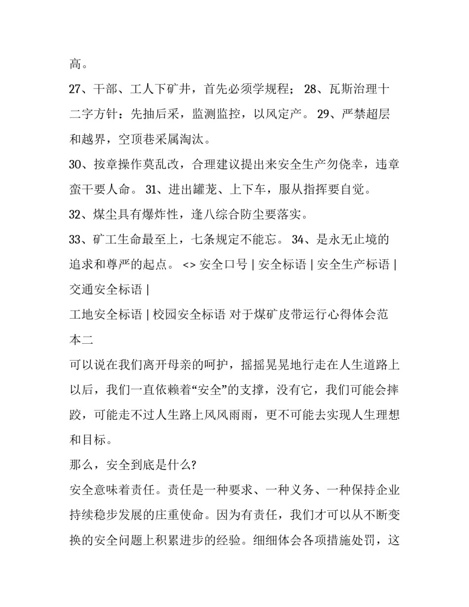 煤矿皮带运行心得体会范本 煤矿皮带司机心得体会怎样写(6篇)_第2页
