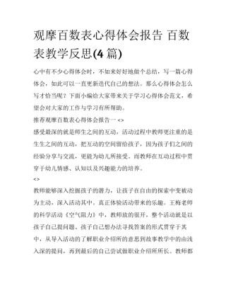 观摩百数表心得体会报告 百数表教学反思(4篇)