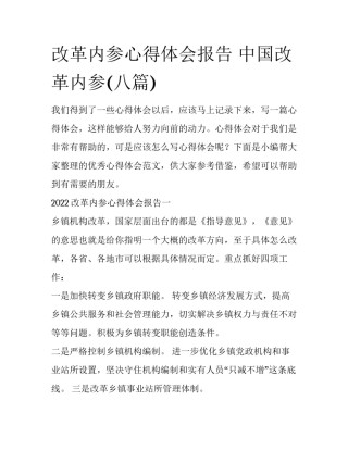 改革内参心得体会报告 中国改革内参(八篇)