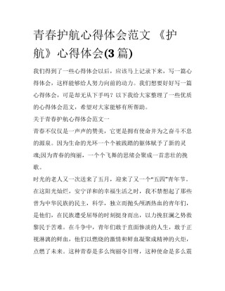 青春护航心得体会范文 《护航》心得体会(3篇)