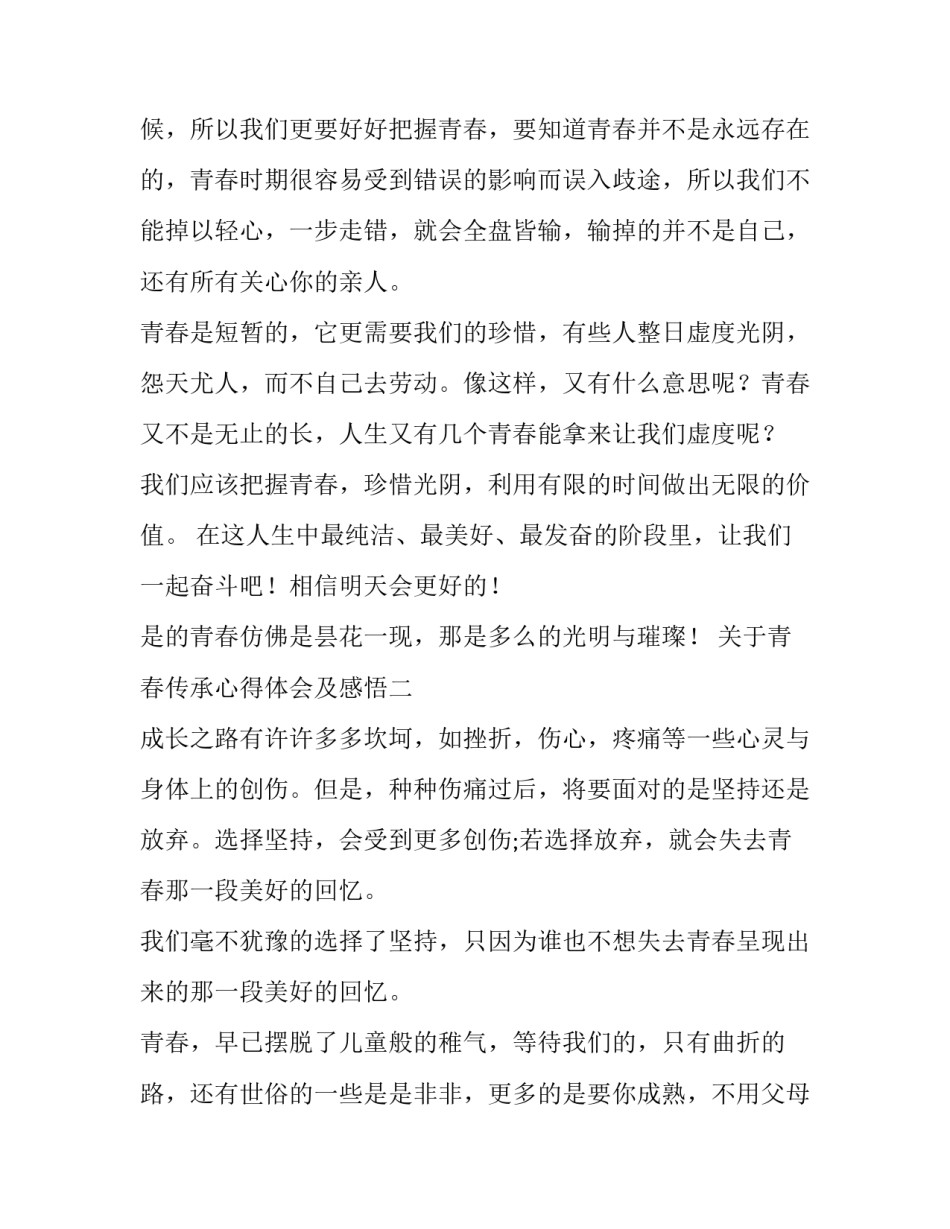 青春传承心得体会及感悟 传民族精神扬青春风采心得体会(八篇)_第2页