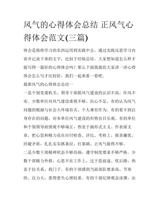 风气的心得体会总结 正风气心得体会范文(三篇)