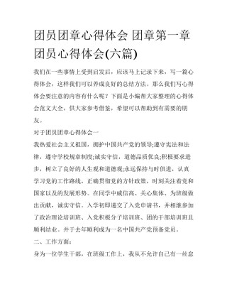 团员团章心得体会 团章第一章团员心得体会(六篇)