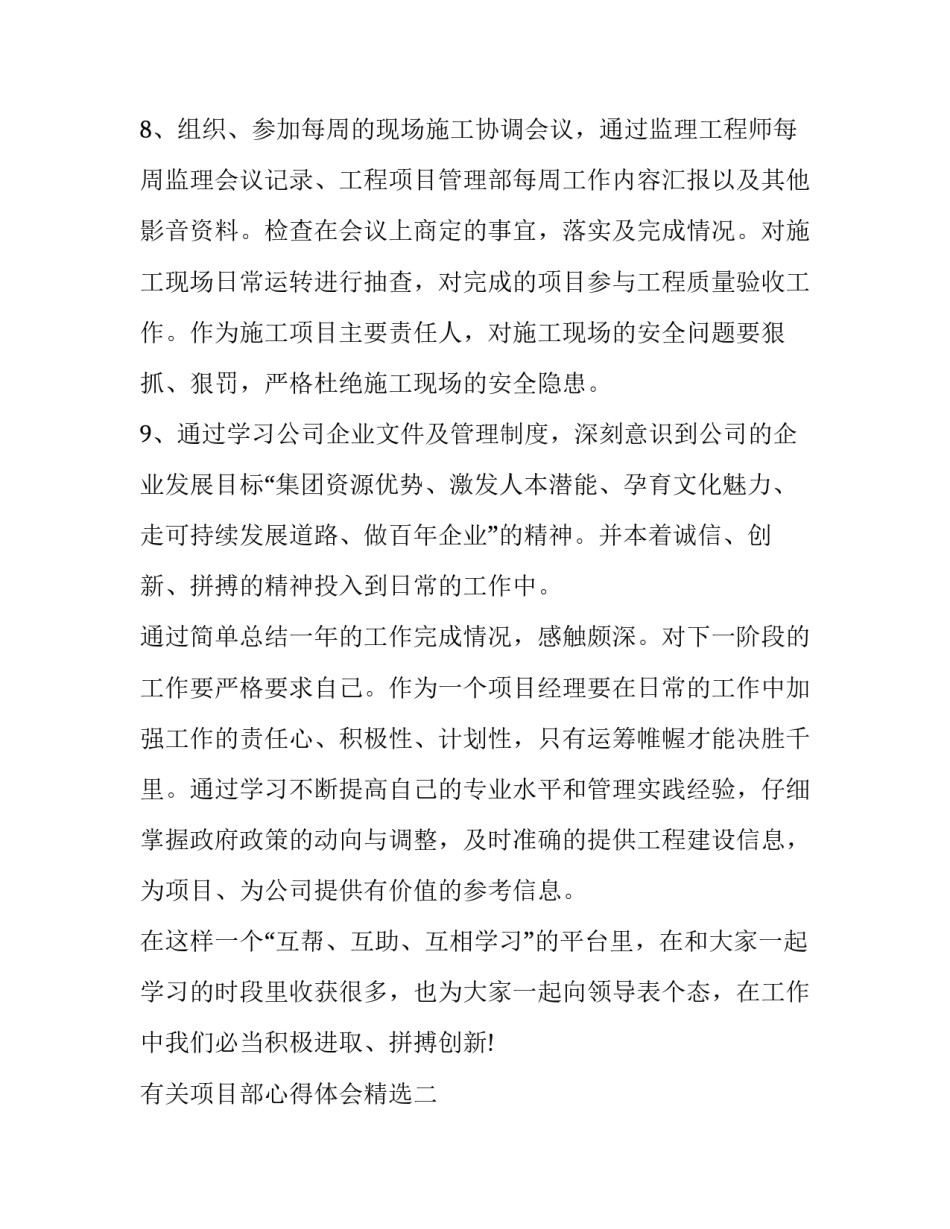 项目部心得体会精选 项目组心得体会(5篇)_第3页