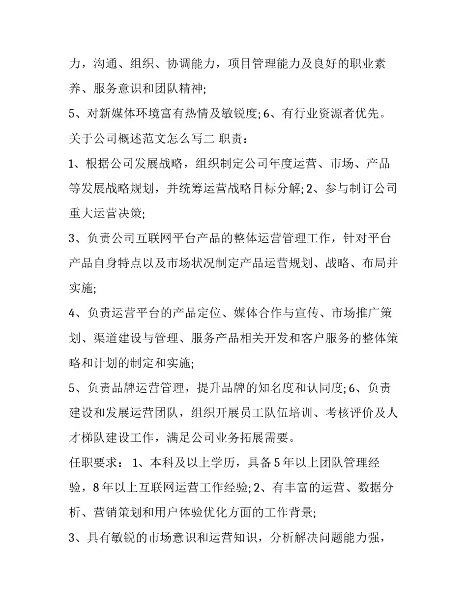 公司概述范文怎么写 公司概述范文怎么写的(八篇)_第1页