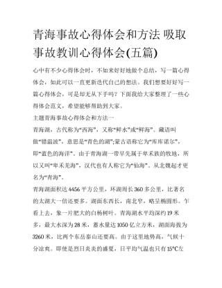 青海事故心得体会和方法 吸取事故教训心得体会(五篇)