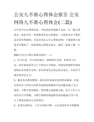 公安九不准心得体会报告 公安网络九不准心得体会(二篇)