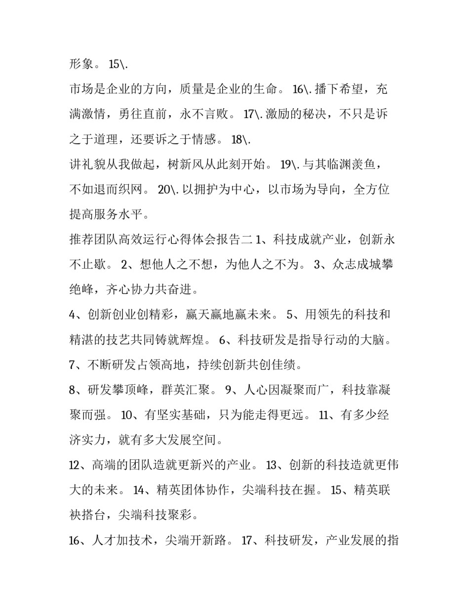 团队高效运行心得体会报告 打造高效率团队心得报告(五篇)_第2页