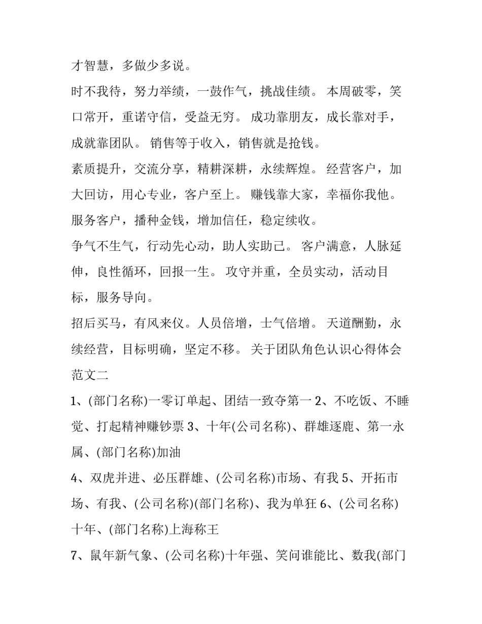 团队角色认识心得体会范文 团队角色认知能力心得体会(2篇)_第2页