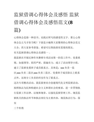 监狱借调心得体会及感悟 监狱借调心得体会及感悟范文(8篇)