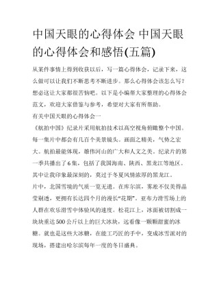 中国天眼的心得体会 中国天眼的心得体会和感悟(五篇)