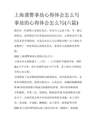 上海袭警事故心得体会怎么写 事故的心得体会怎么写(六篇)
