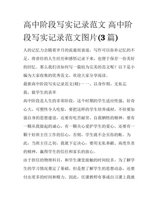 高中阶段写实记录范文 高中阶段写实记录范文图片(3篇)