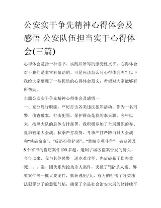 公安实干争先精神心得体会及感悟 公安队伍担当实干心得体会(三篇)