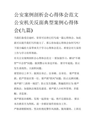 公安案例剖析会心得体会范文 公安机关反面典型案例心得体会(九篇)