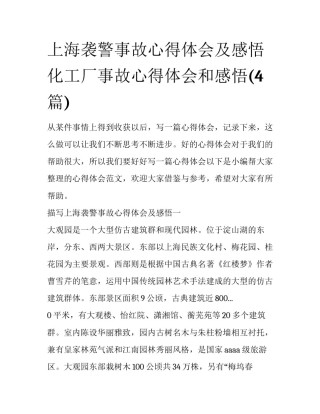 上海袭警事故心得体会及感悟 化工厂事故心得体会和感悟(4篇)