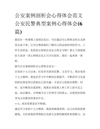 公安案例剖析会心得体会范文 公安民警典型案例心得体会(6篇)