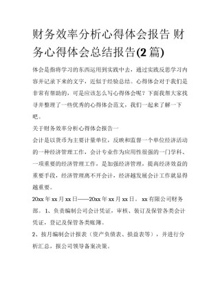 财务效率分析心得体会报告 财务心得体会总结报告(2篇)