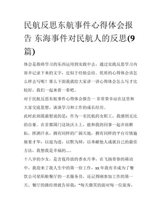 民航反思东航事件心得体会报告 东海事件对民航人的反思(9篇)