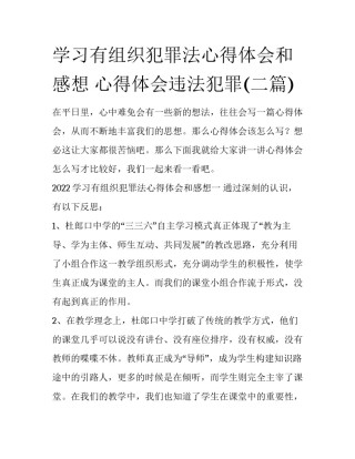 学习有组织犯罪法心得体会和感想 心得体会违法犯罪(二篇)
