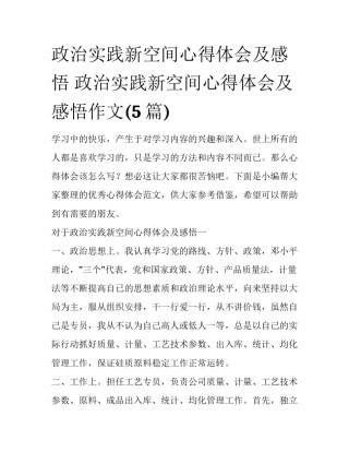 政治实践新空间心得体会及感悟 政治实践新空间心得体会及感悟作文(5篇)