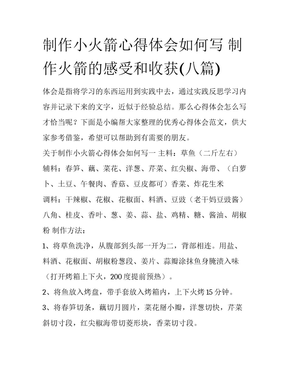 制作小火箭心得体会如何写 制作火箭的感受和收获(八篇)_第1页