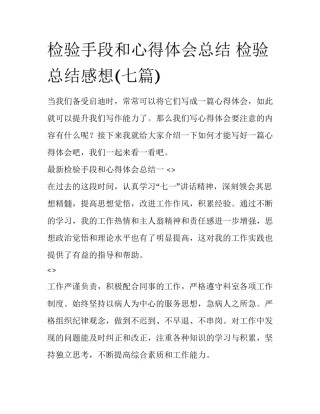 检验手段和心得体会总结 检验总结感想(七篇)