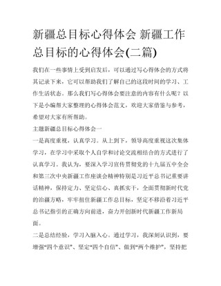 新疆总目标心得体会 新疆工作总目标的心得体会(二篇)