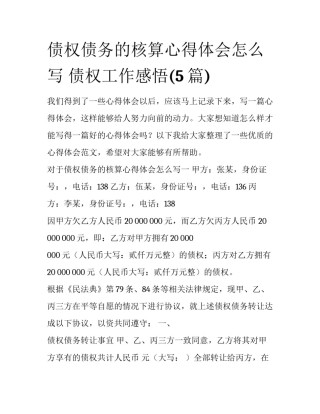 债权债务的核算心得体会怎么写 债权工作感悟(5篇)