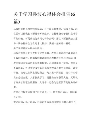 关于学习孙波心得体会报告(6篇)
