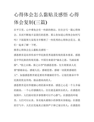 心得体会怎么黏贴及感悟 心得体会复制(三篇)